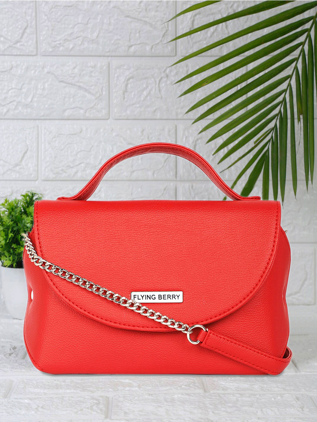 FLYING BERRY Women Red Solid Satchel Bag