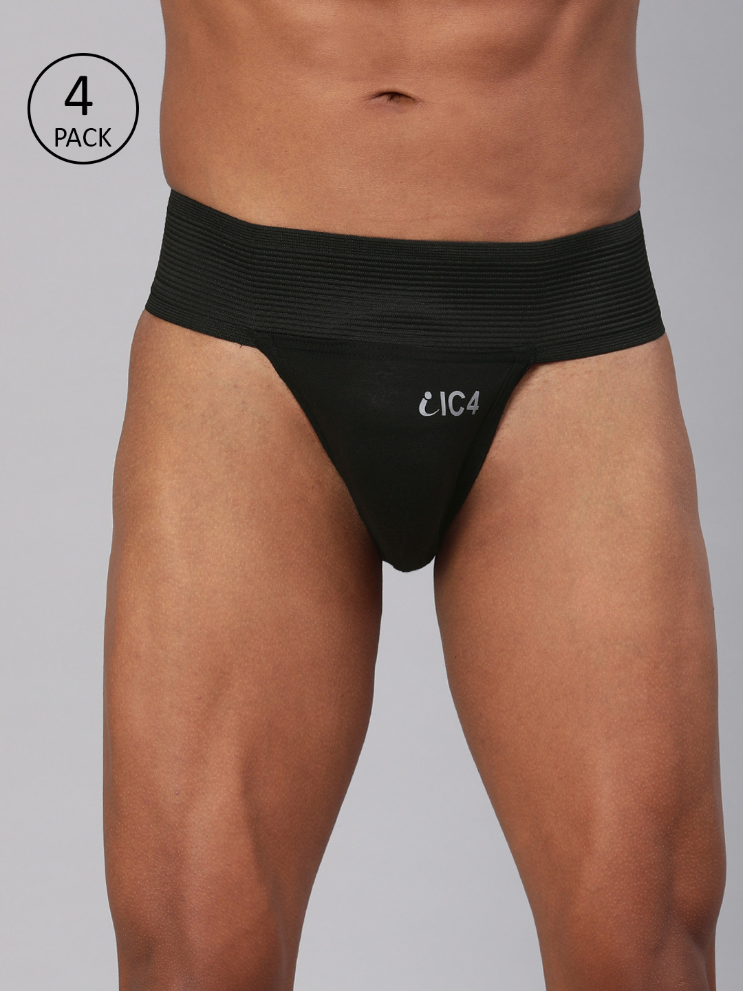 IC4 Men Pack of 4 Black Gym Supporter Briefs 0B201P4