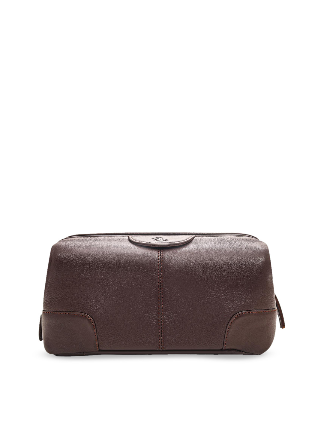 Kara Unisex Tan Brown Genuine Leather Travel Toiletry Kit