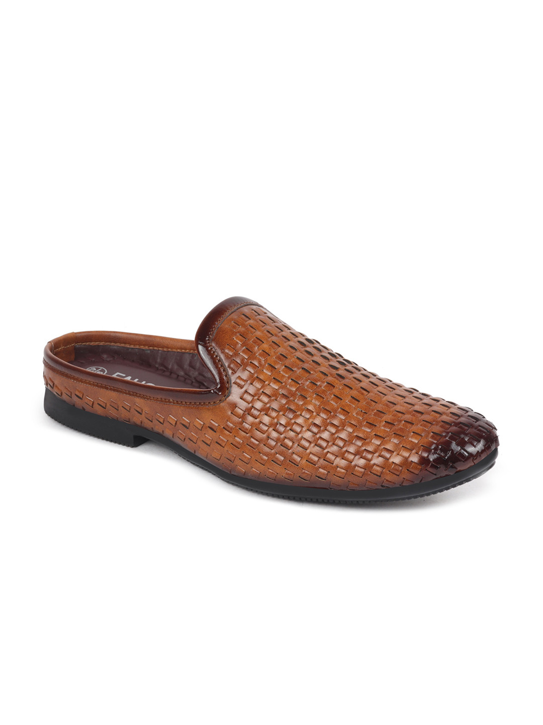 FAUSTO Men Tan Brown Woven Design Loafers