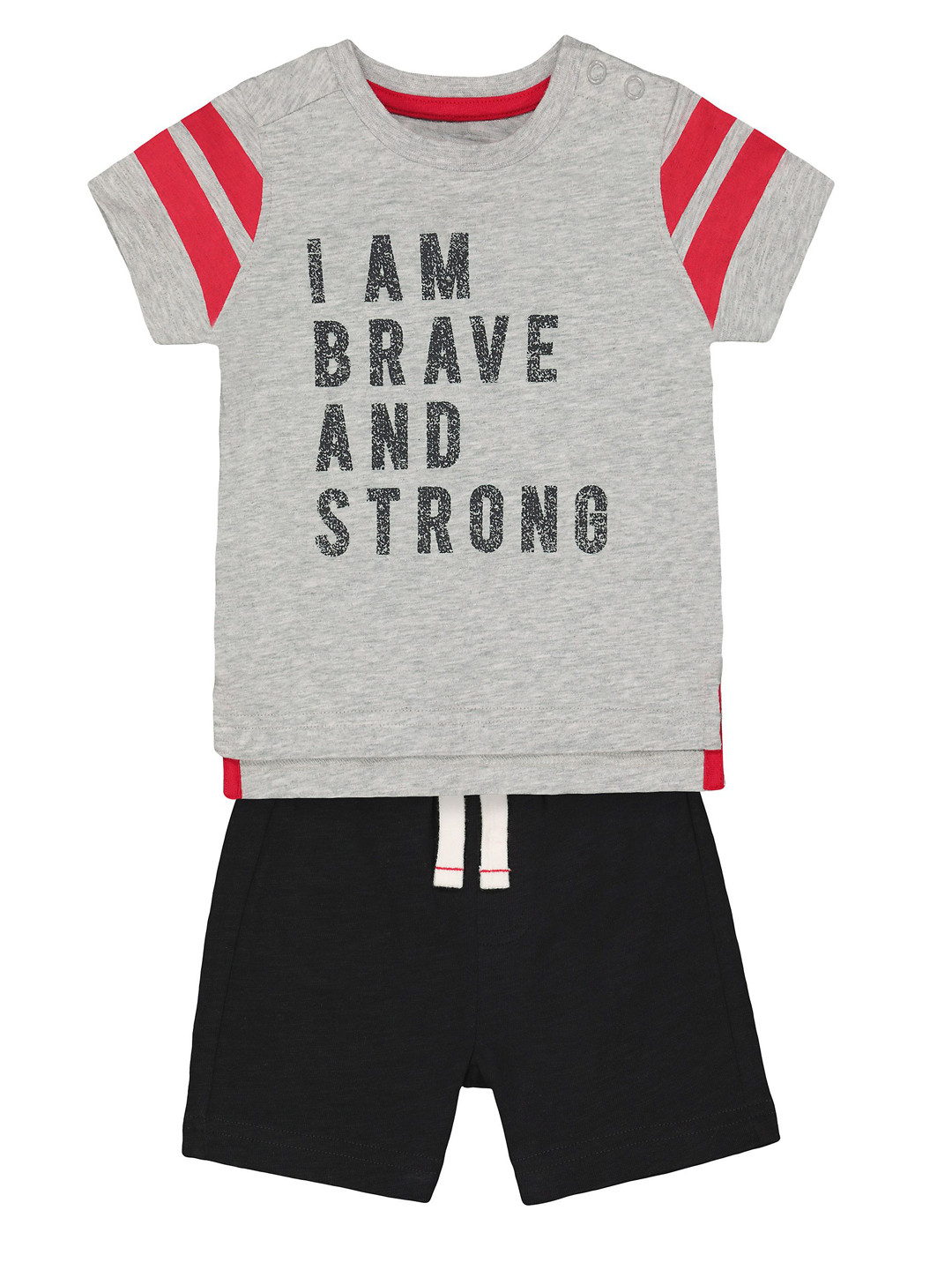 mothercare Boys Grey & Black Printed T-shirt with Shorts