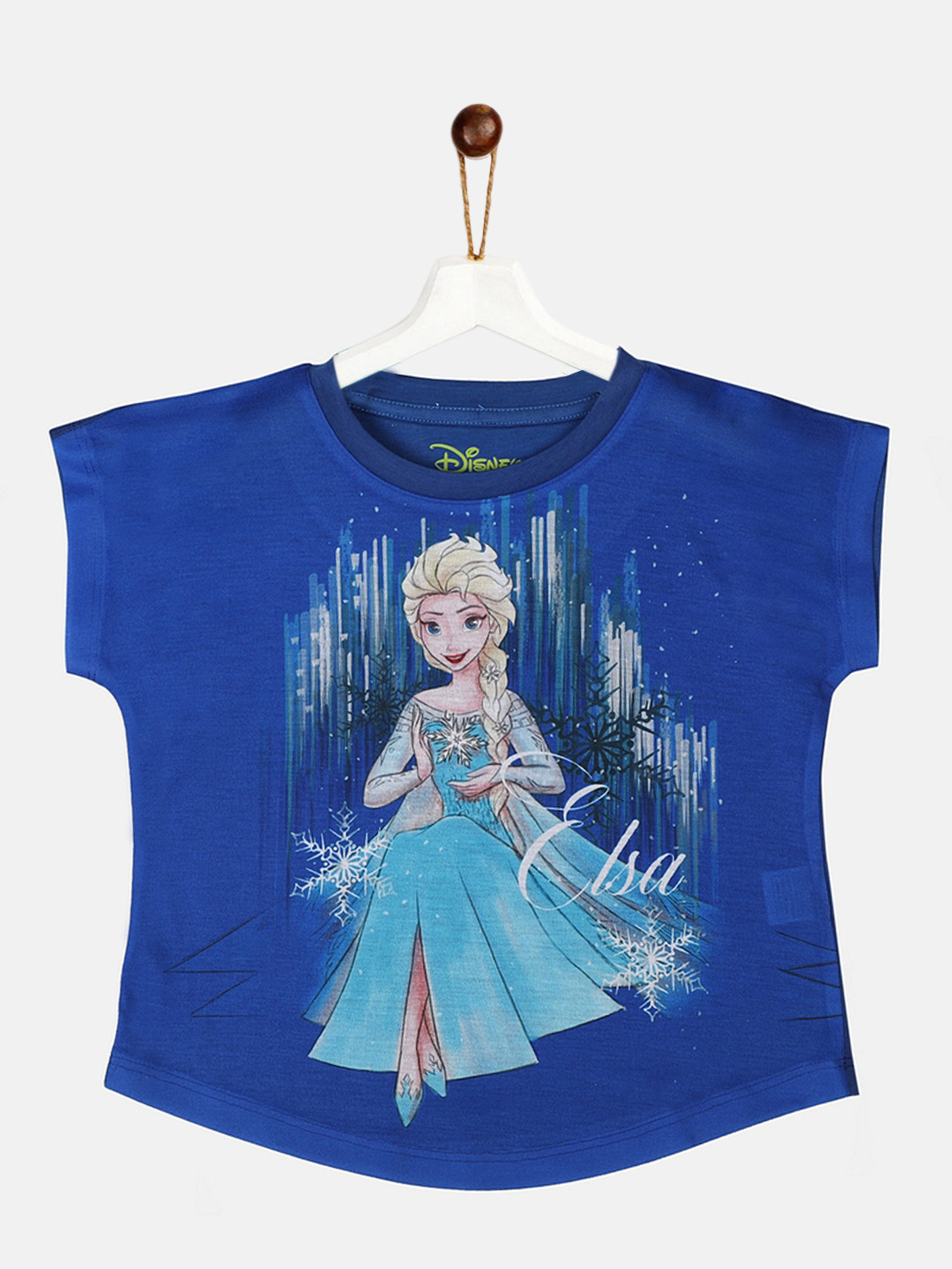 YK Disney Girls Blue Frozen Elsa Printed T-shirt