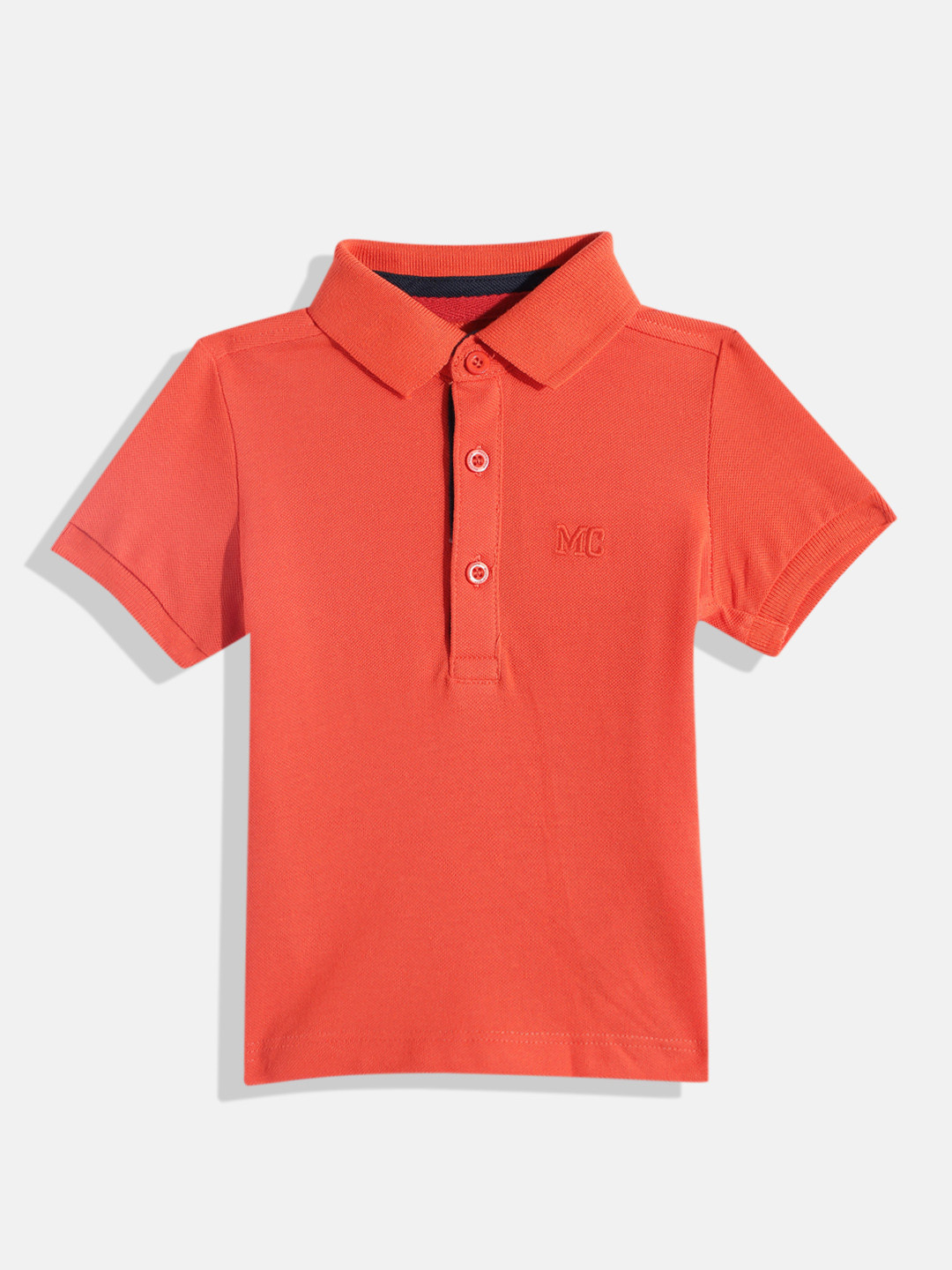 mothercare Boys Solid Polo Collar Pure Cotton T-shirt