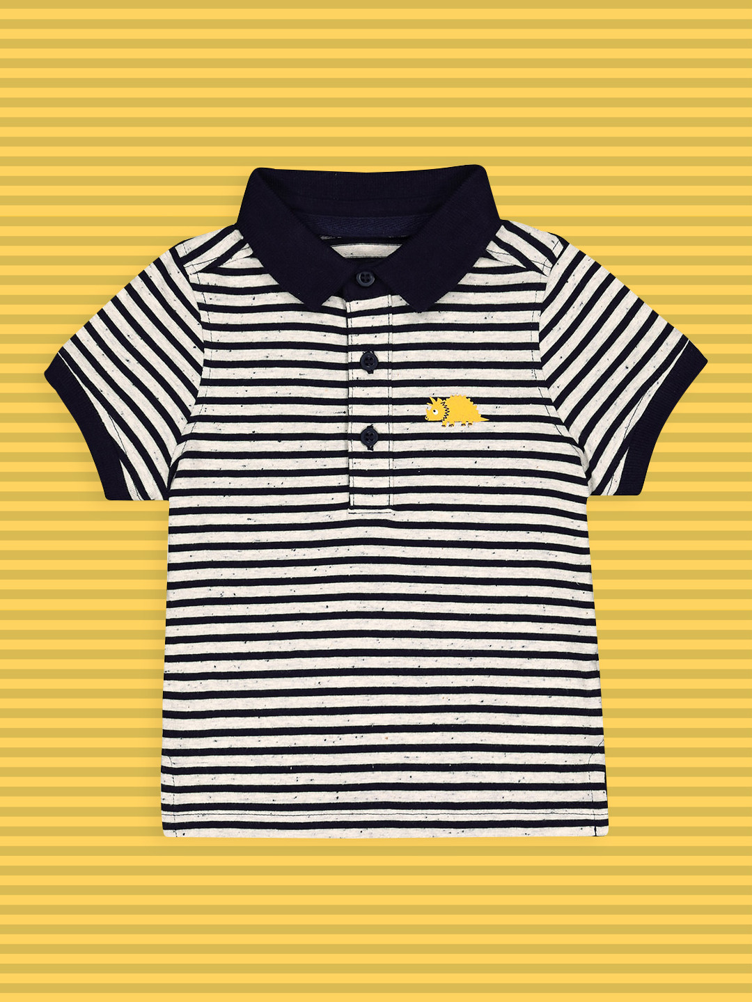mothercare Boys Blue & White Striped Polo Collar T-shirt