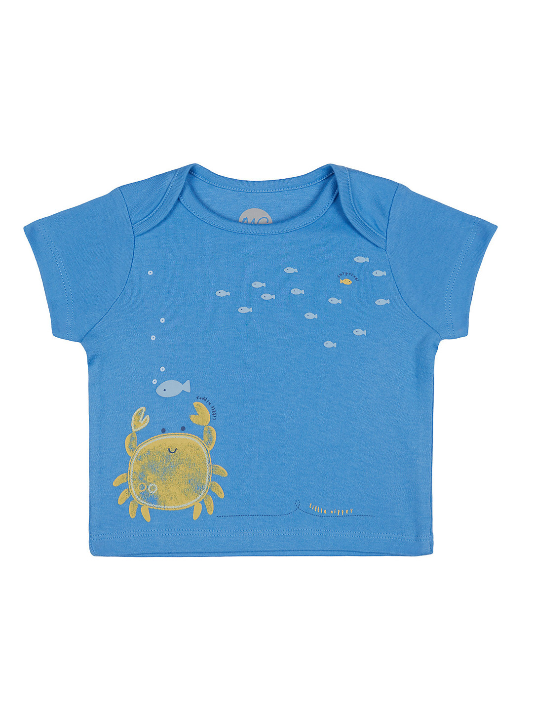mothercare Boys Blue Printed Envelope Neck Cotton Pure Cotton T-shirt