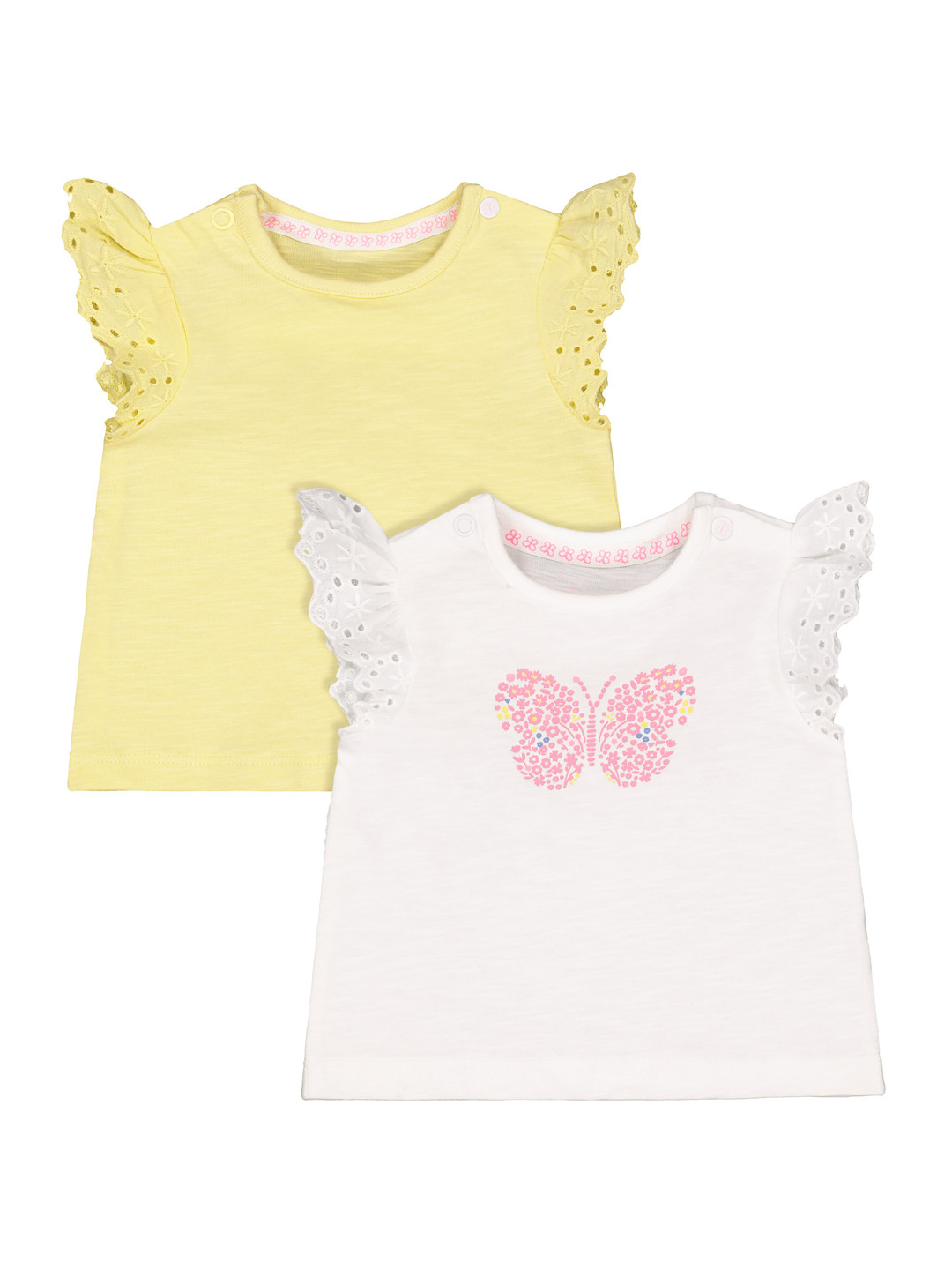mothercare Infants Pack Of 2 Off-White And Yellow Pure Cotton Tops