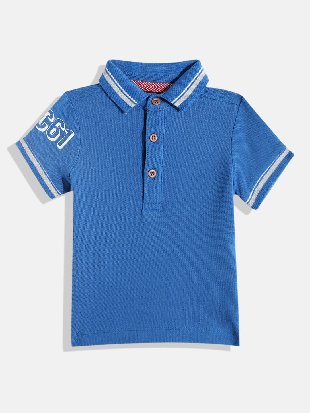 mothercare Boys Solid Polo Collar Pure Cotton T-shirt