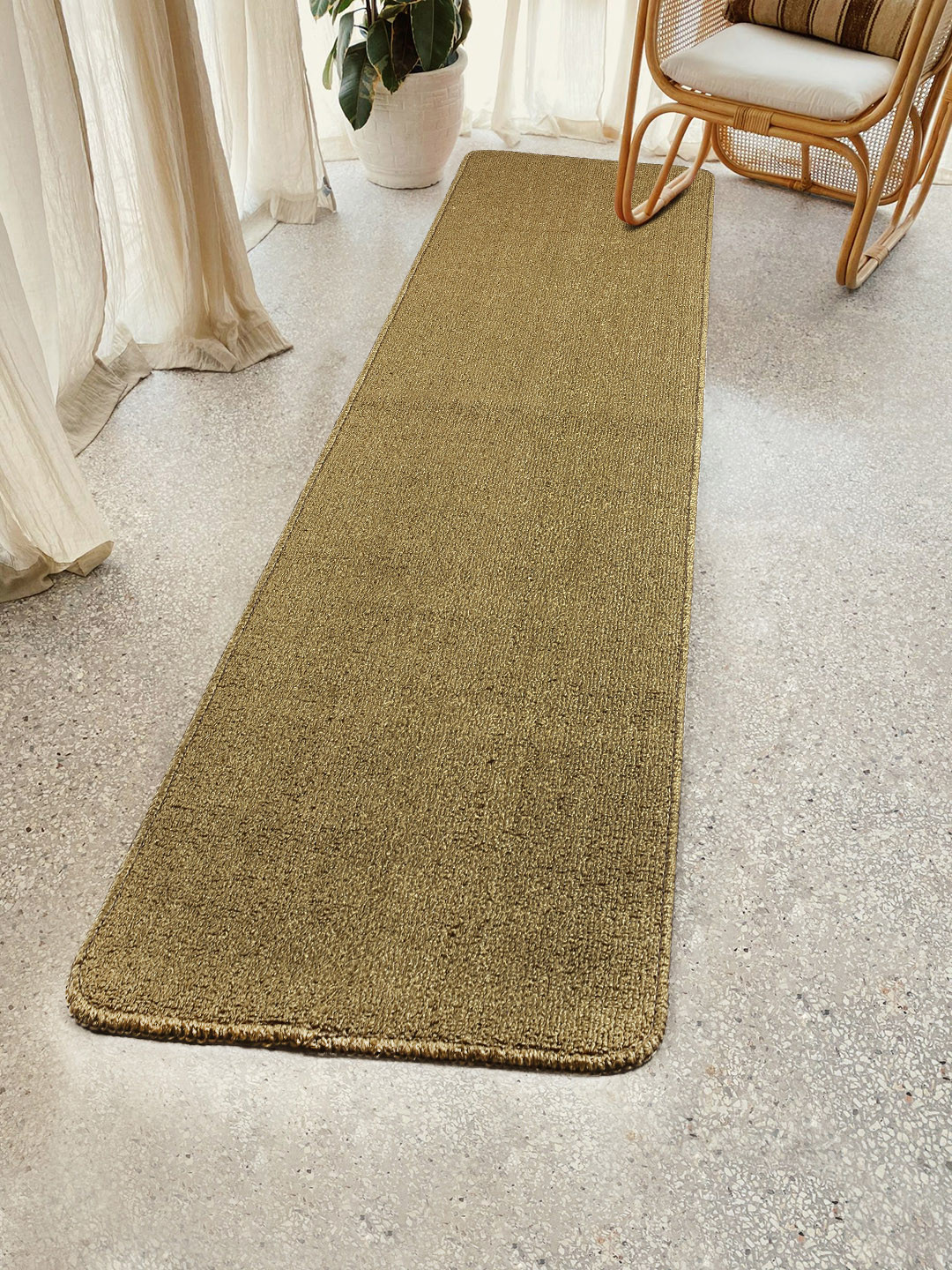 Saral Home Gold-Toned Solid Anti-Skid Floor Runner