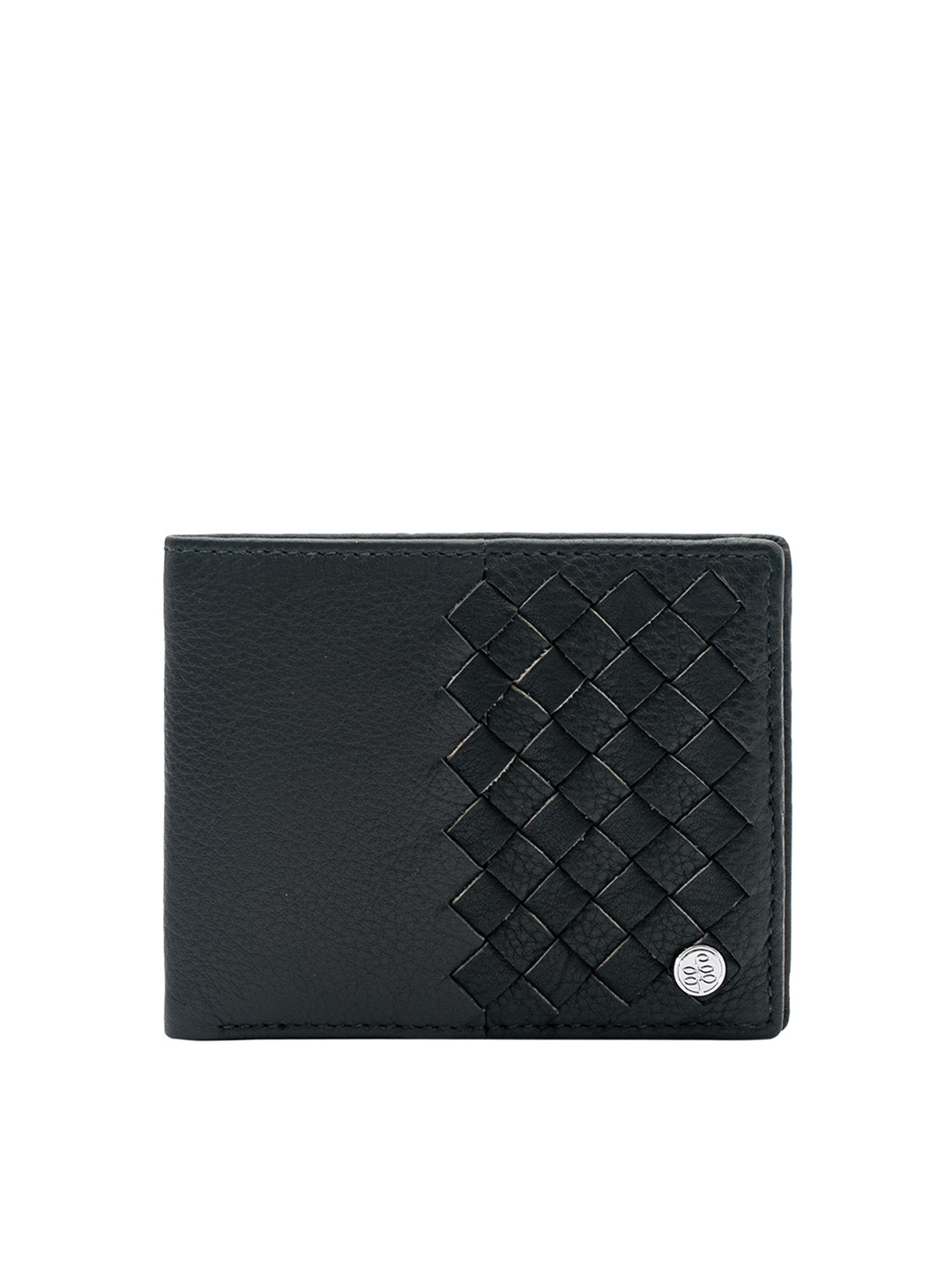 Eske Men Navy Blue Leather Textured Two Fold Wallet