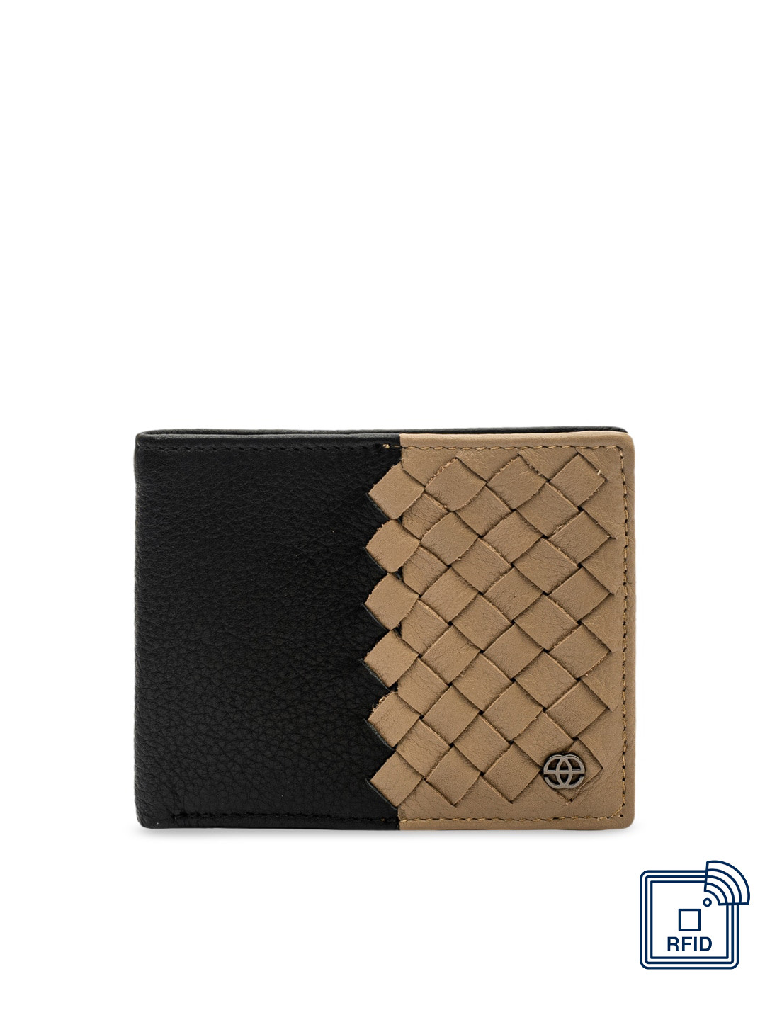 Eske Men Black Textured Two Fold Wallet