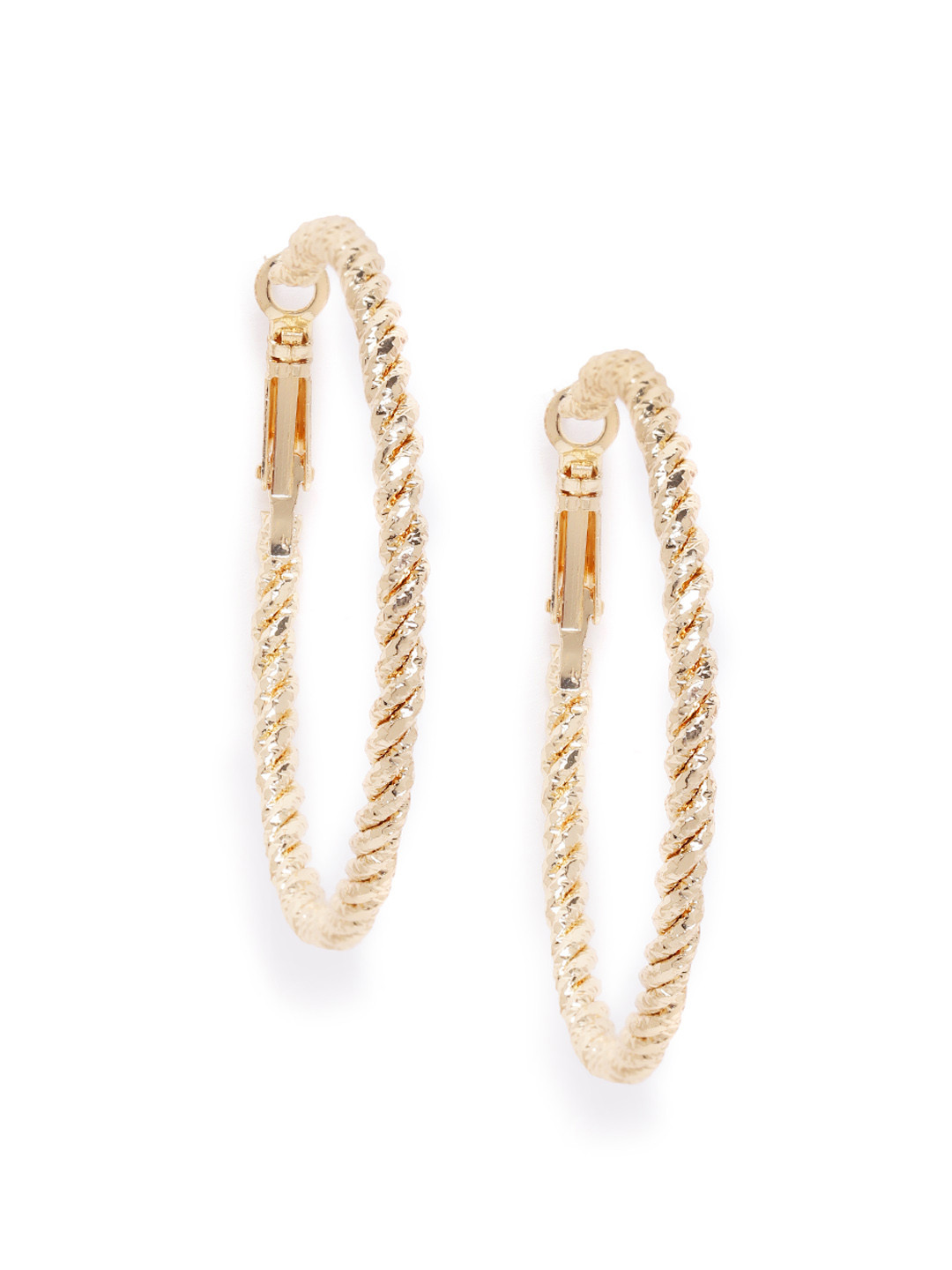 Carlton London Gold-Plated Textured Circular Hoop Earrings