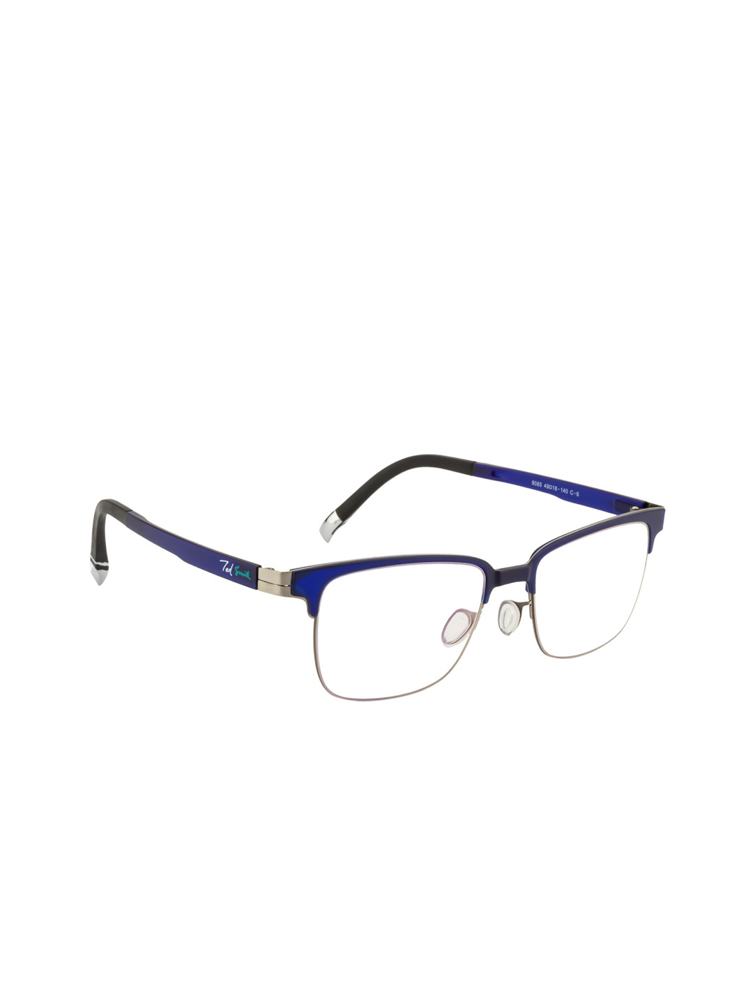 Ted Smith Unisex Blue Solid Half Rim Square Frames Eyeglasses