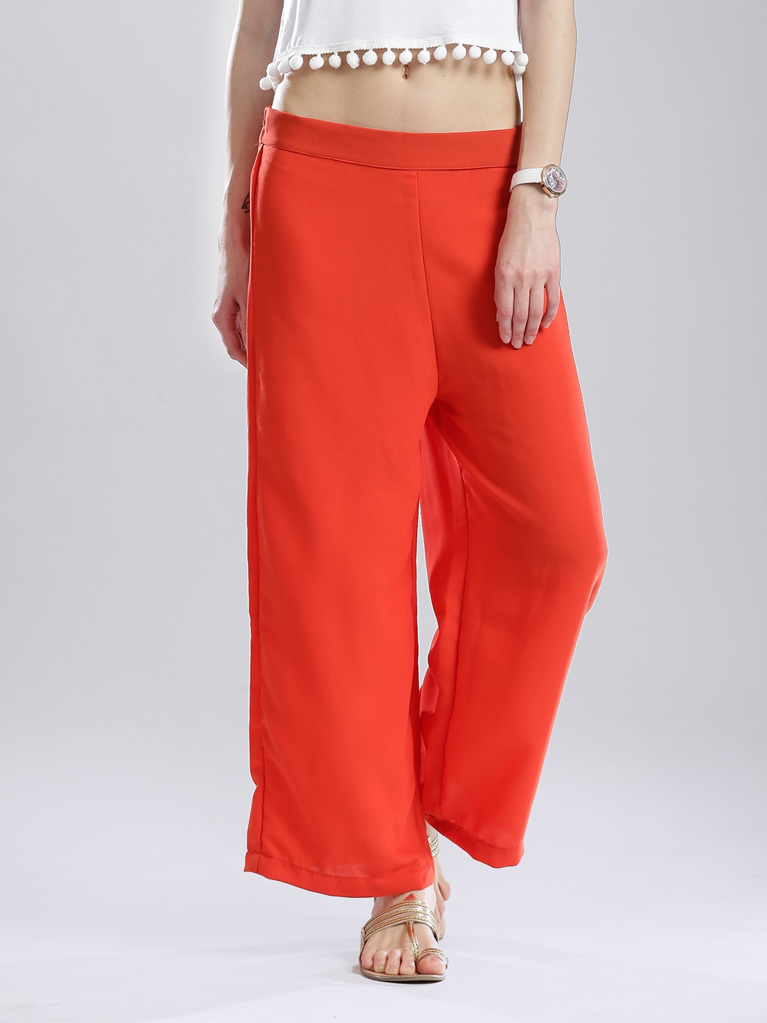 Buy Women Orange Floral Flared Palazzo Pants  Cocktail Wear  Indya