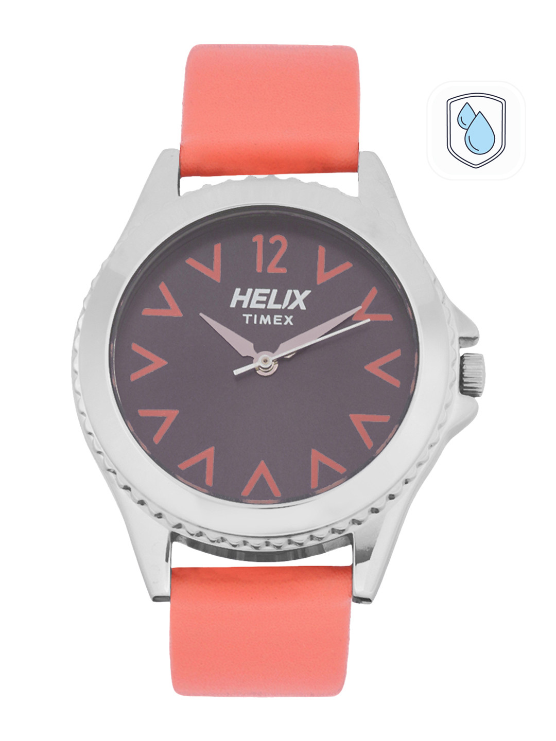 Helix By Timex Women Grey & Pink Leather Analogue Watch TW035HL09