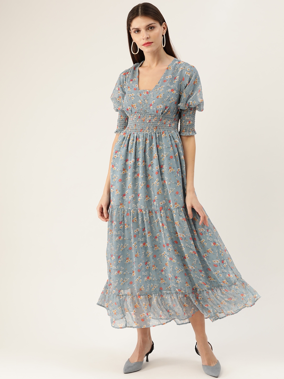 floral tiered maxi dress