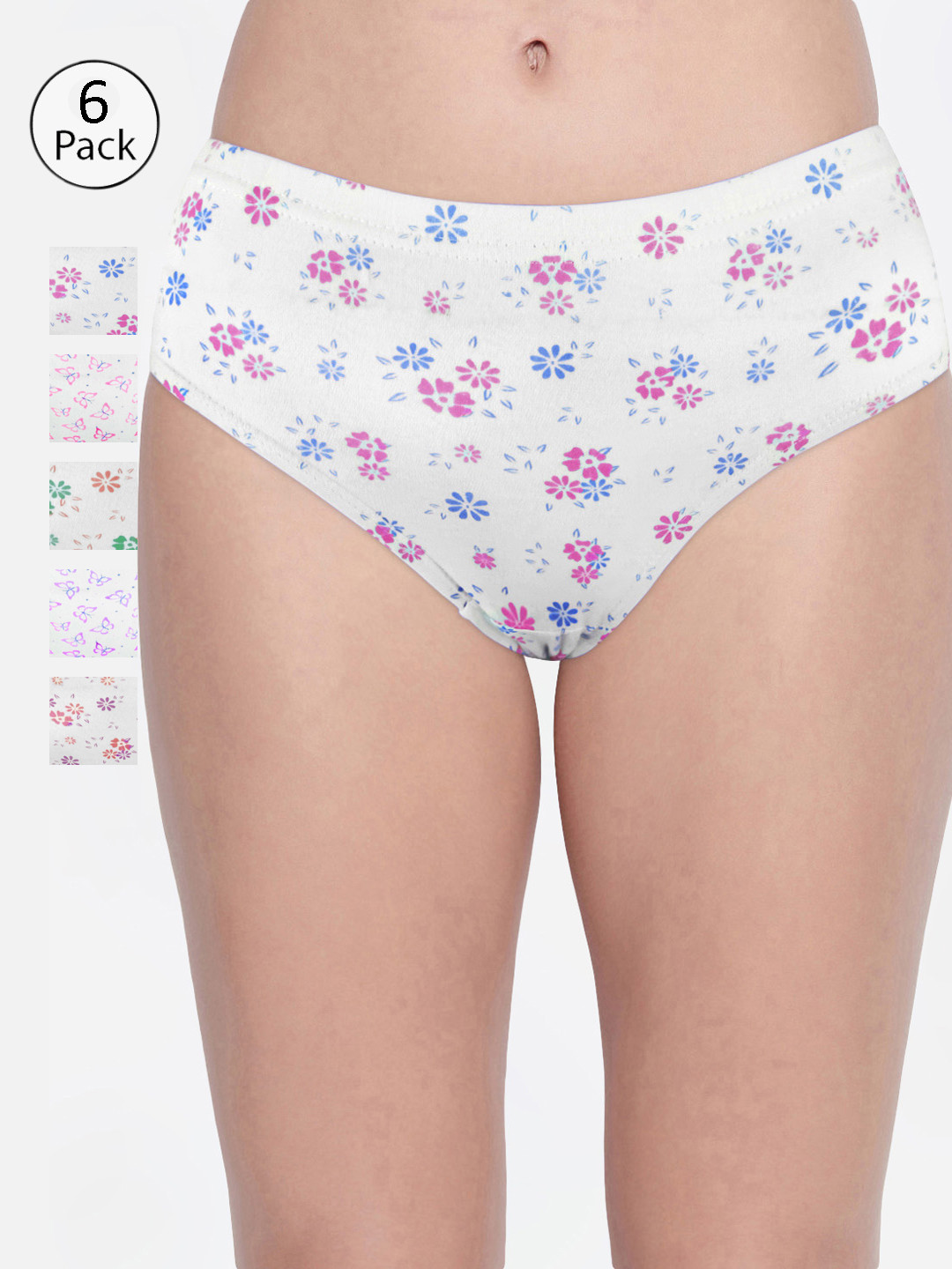 Bodycare Women Pack Of 6 Assorted Printed Hipster Briefs 3500D-6PCS