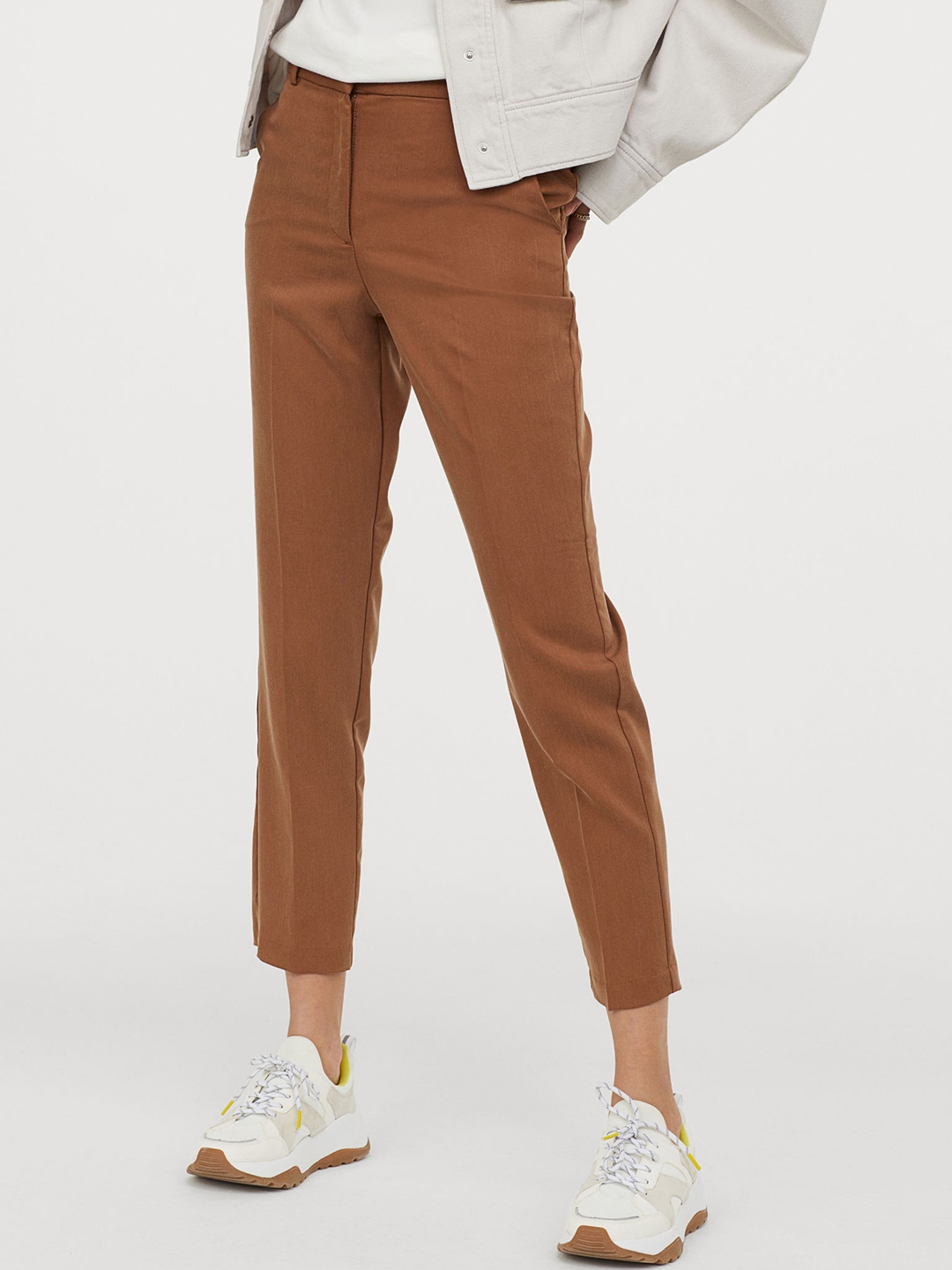 Buy Dollar Missy Brown Regular Fit Cigarette Trousers for Women Online   Tata CLiQ