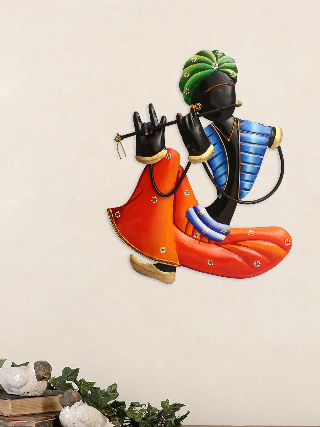 eCraftIndia Musician Tribal Metal Ethnic Motifs Glossy Hanging Hall Wall Hangings-14In