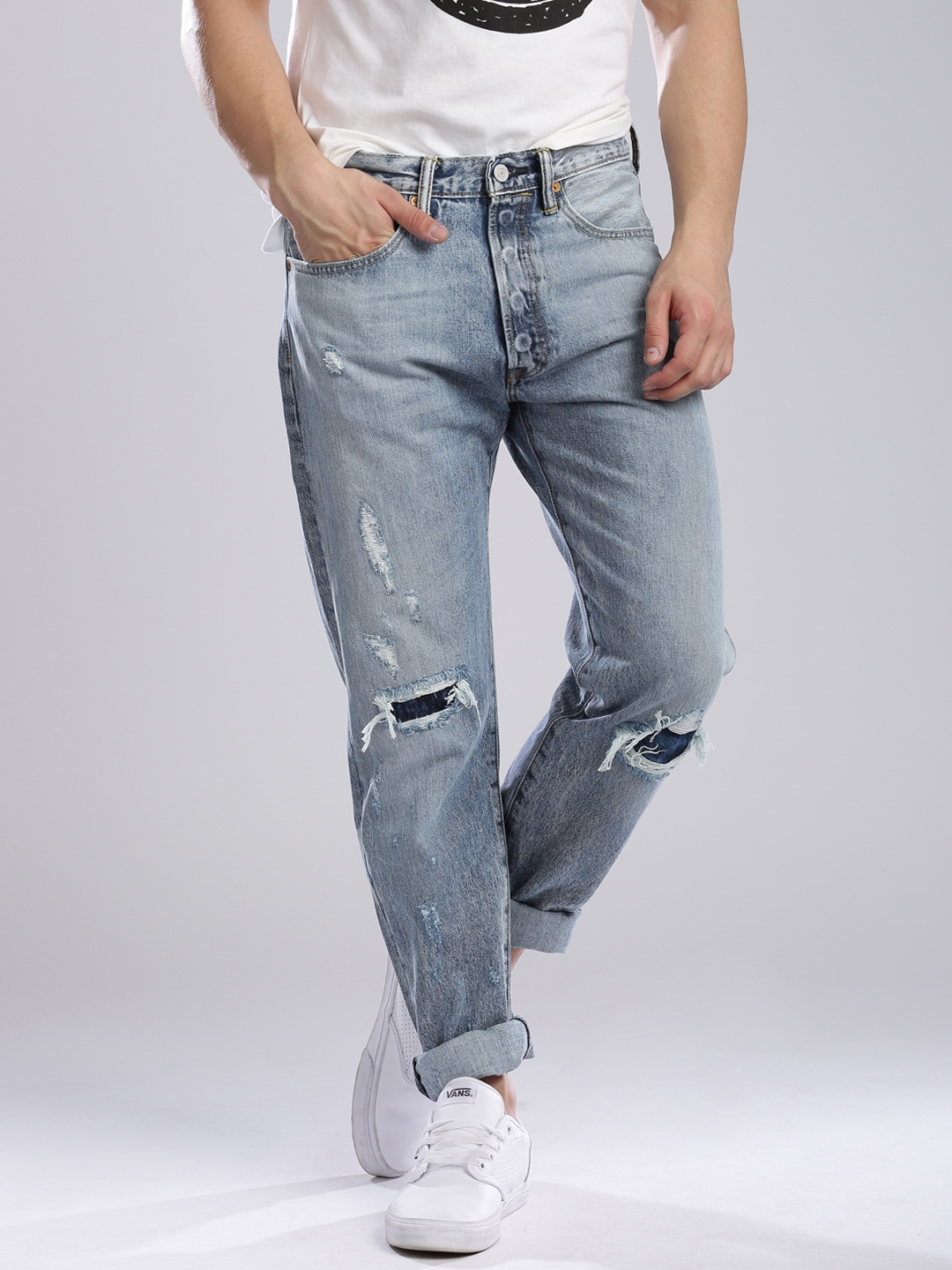 Buy Levi's Blue Original Tapered Fit Jeans 501 CT - Jeans for Men 1177627 |  Myntra