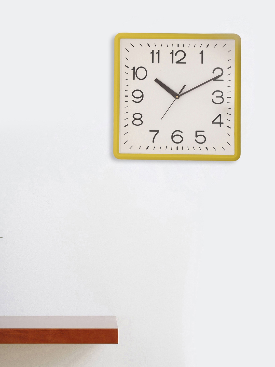 eCraftIndia Yellow Square Solid Analogue Wall Clock 32 cm x 32 cm