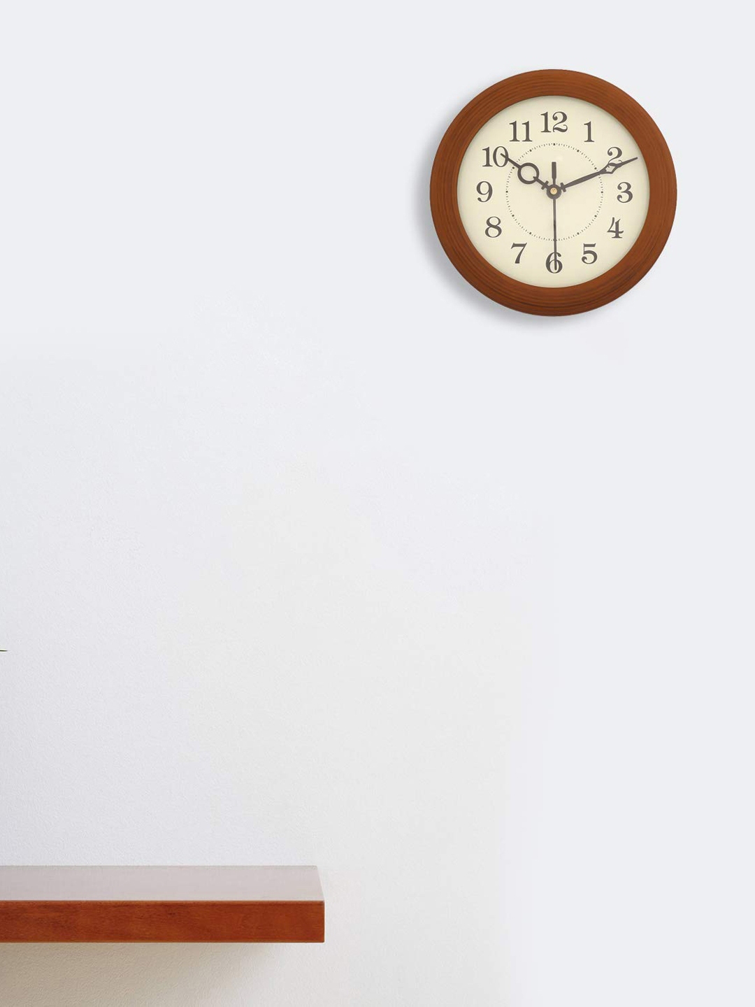 eCraftIndia Brown Round Solid Analogue Wall Clock 20 cm x 20 cm