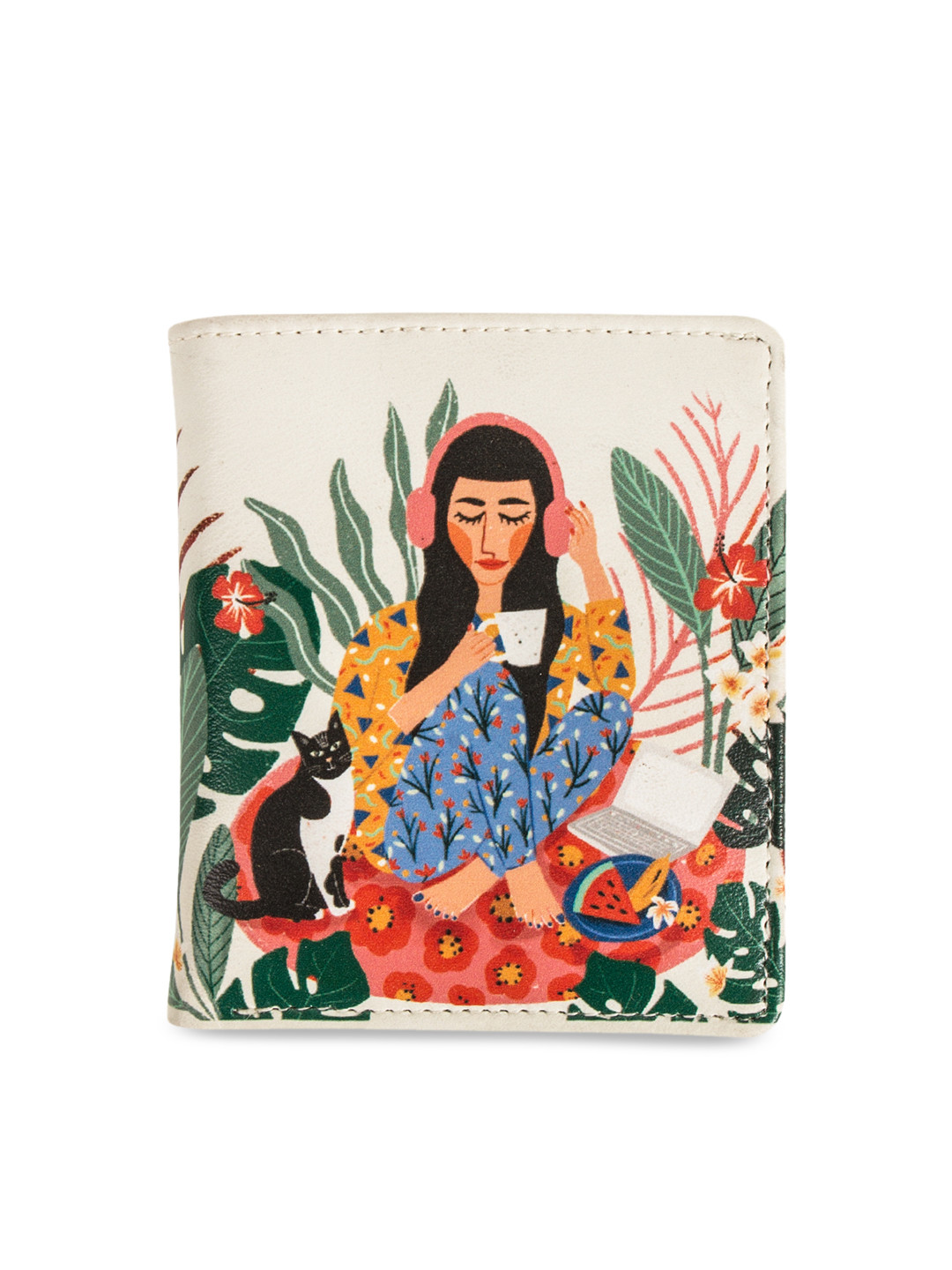 Chumbak Women White Printed Two Fold Wallet