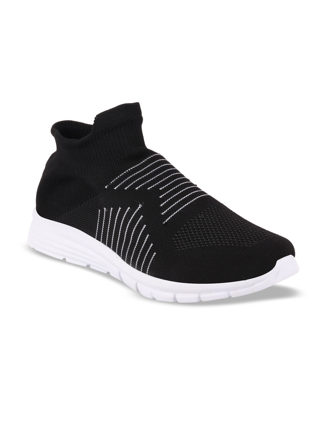 FAUSTO Men Black & White Textile Walking Shoes