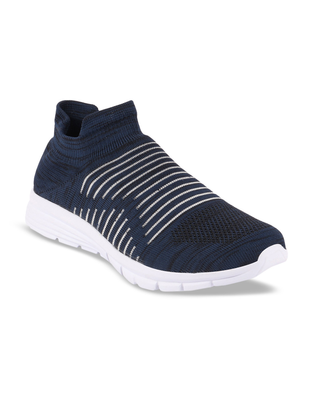 FAUSTO Men Navy Blue & White Textile Walking Shoes