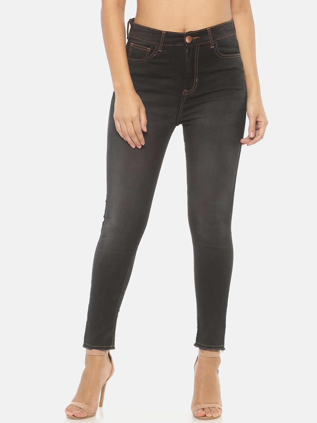 ISU Women Charcoal Grey Slim Fit Mid-Rise Clean Look Jeans