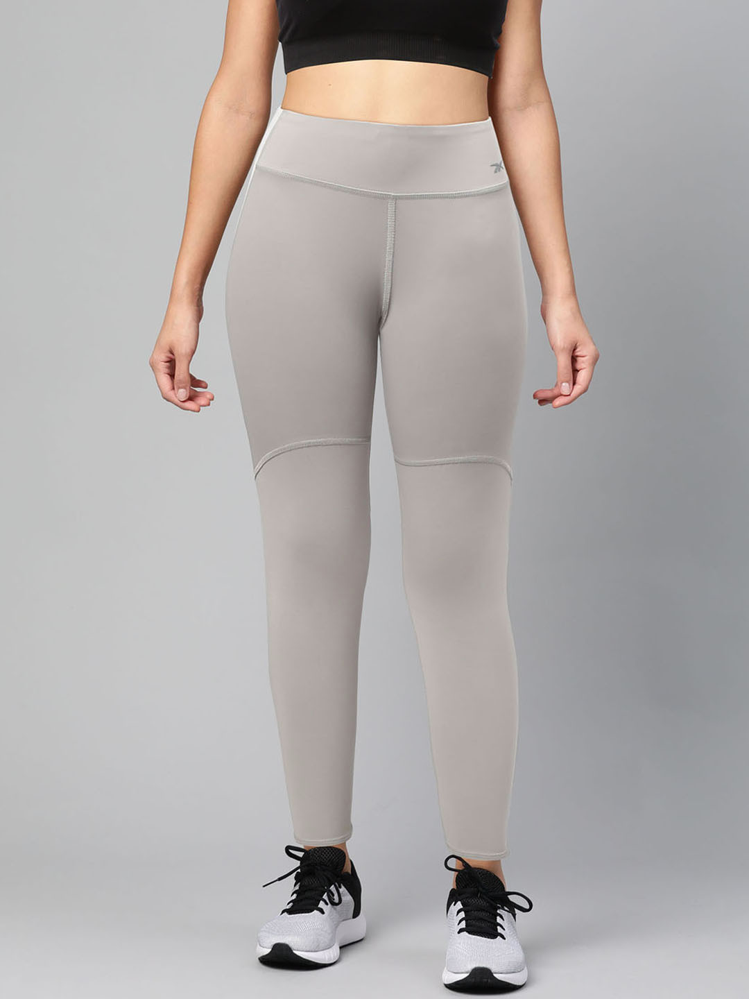 Reebok Women Grey Solid Training Supply Puremove Tights