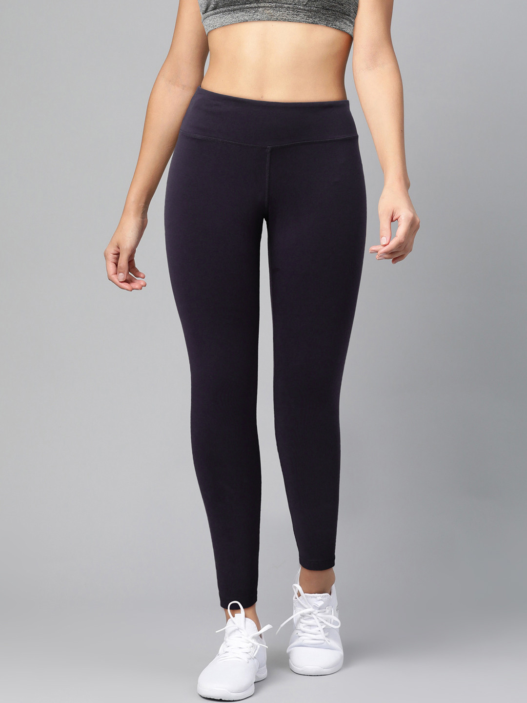 Reebok Women Purple Solid Training Essentials Cotton Tights