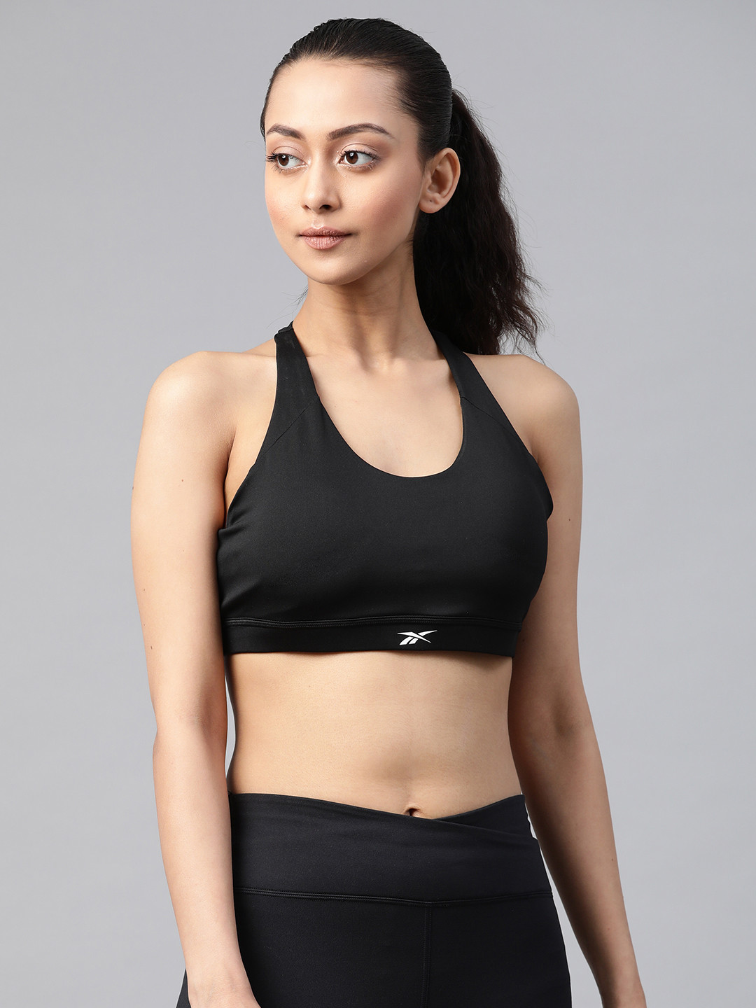 Reebok Women Black Solid Workout Ready Medium-Impact Training Bra FQ0421
