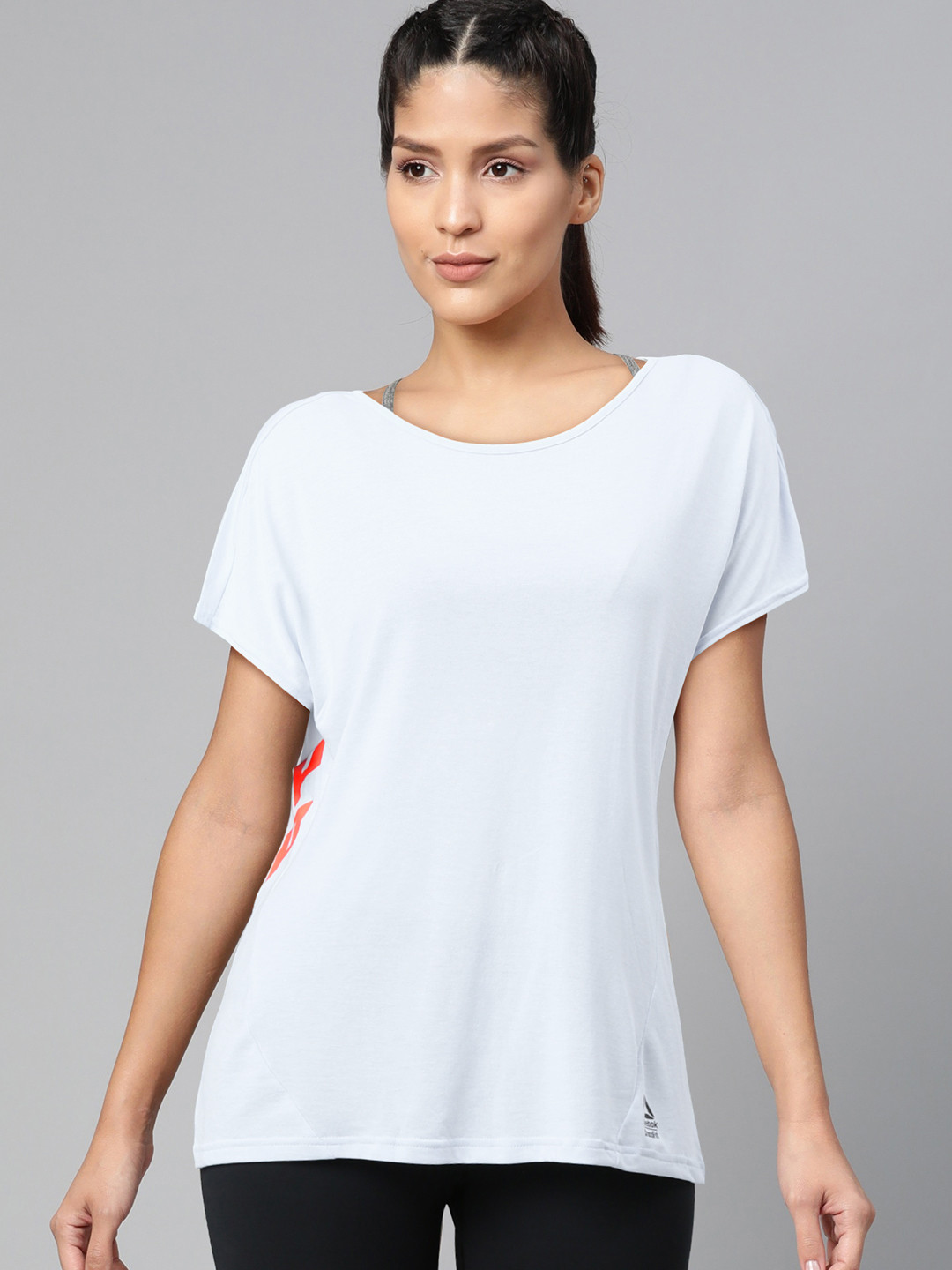 Reebok Women Blue Rc Activchill+ Cotton Placement Print Training T-Shirt