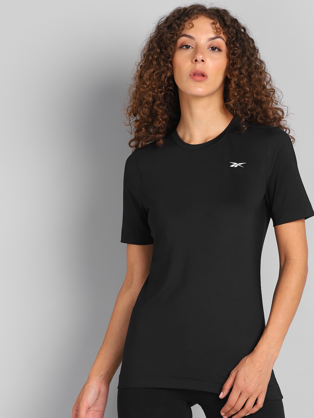 Reebok Women Black Training or Gym T-shirt