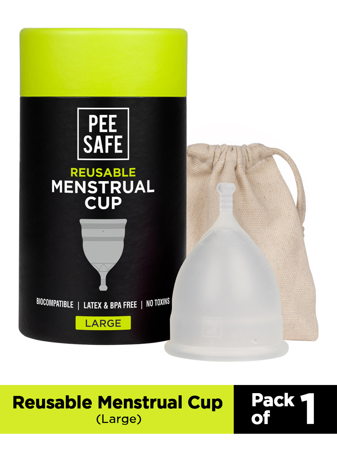 Pee Safe Reusable Menstrual Cup with Medical Grade Silcone - Large