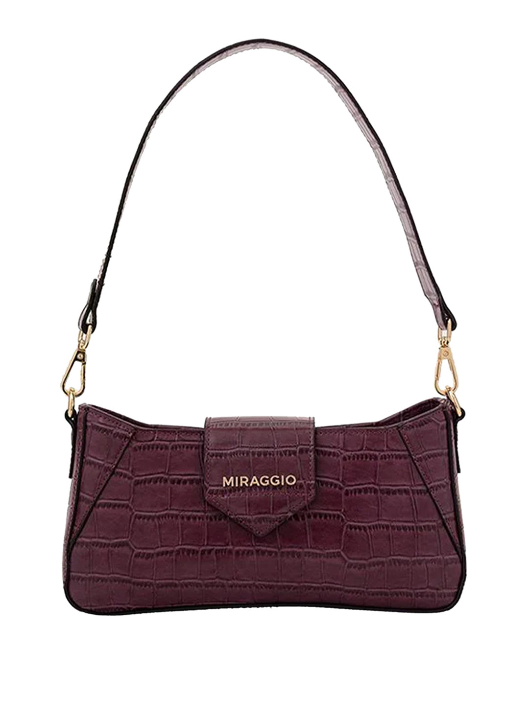 MIRAGGIO Isabella Wine Shoulder Bag with Detachable Sling