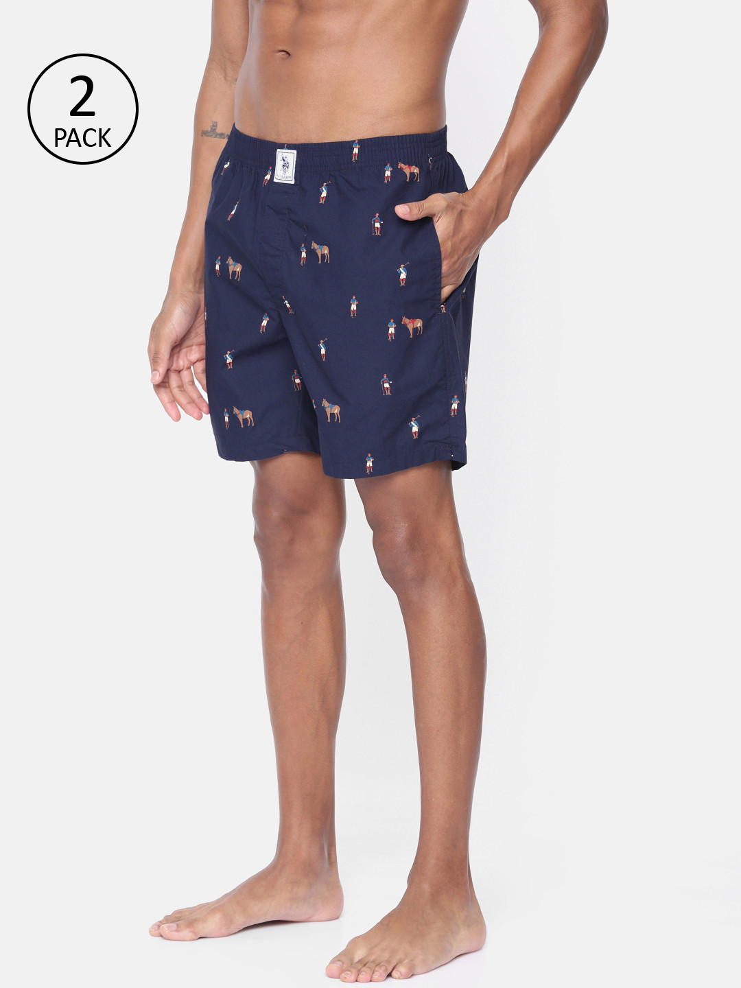 U.S. Polo Assn. Men Pack of 2 Navy Blue Printed Boxers 9167251