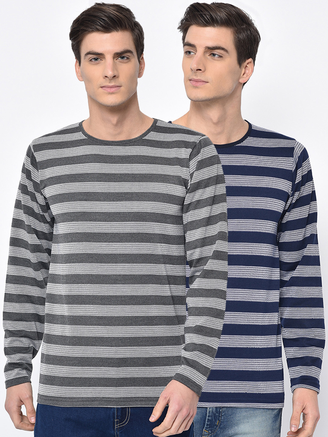 MACK JONNEY Men Pack of 2 Striped Round Neck T-shirts