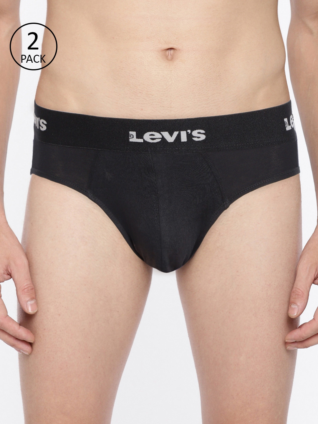 Levis Men Pack of 2 Black Solid Briefs 9263091-2