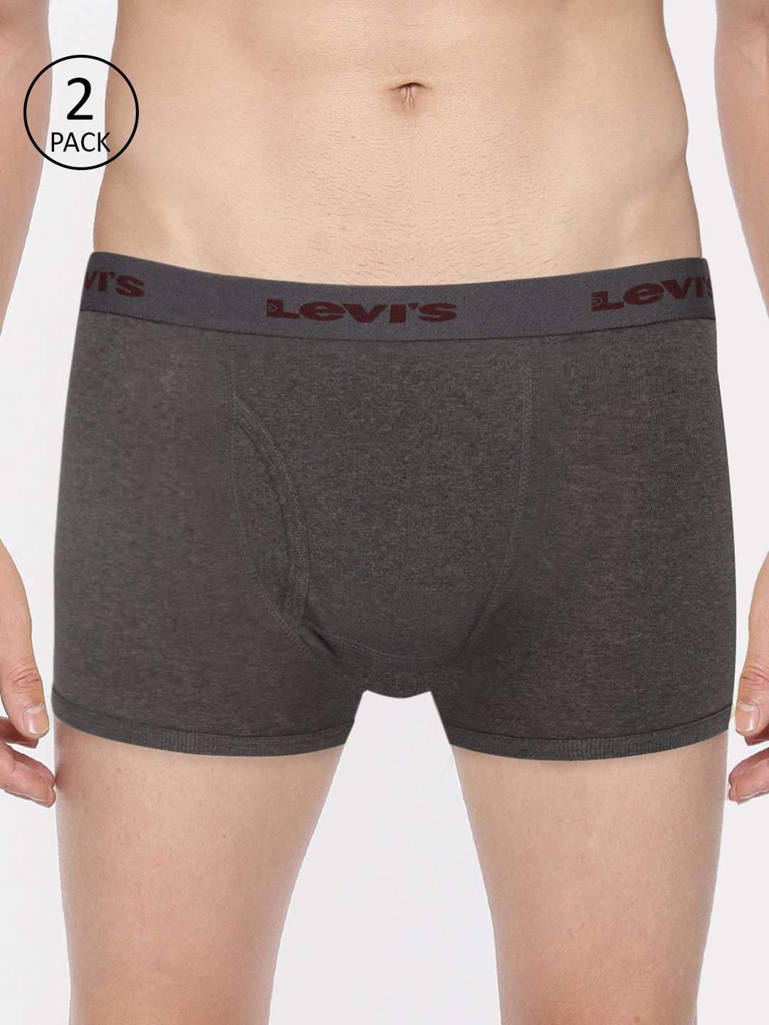 Levis Men Pack of 2 Charcoal Grey Solid Trunks 9261053-2