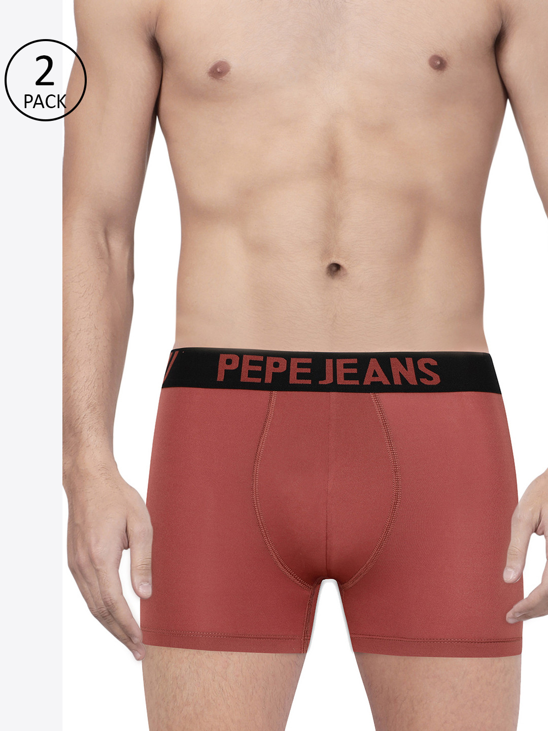 Pepe Jeans Men Pack of 2 Maroon Solid Sports Trunks