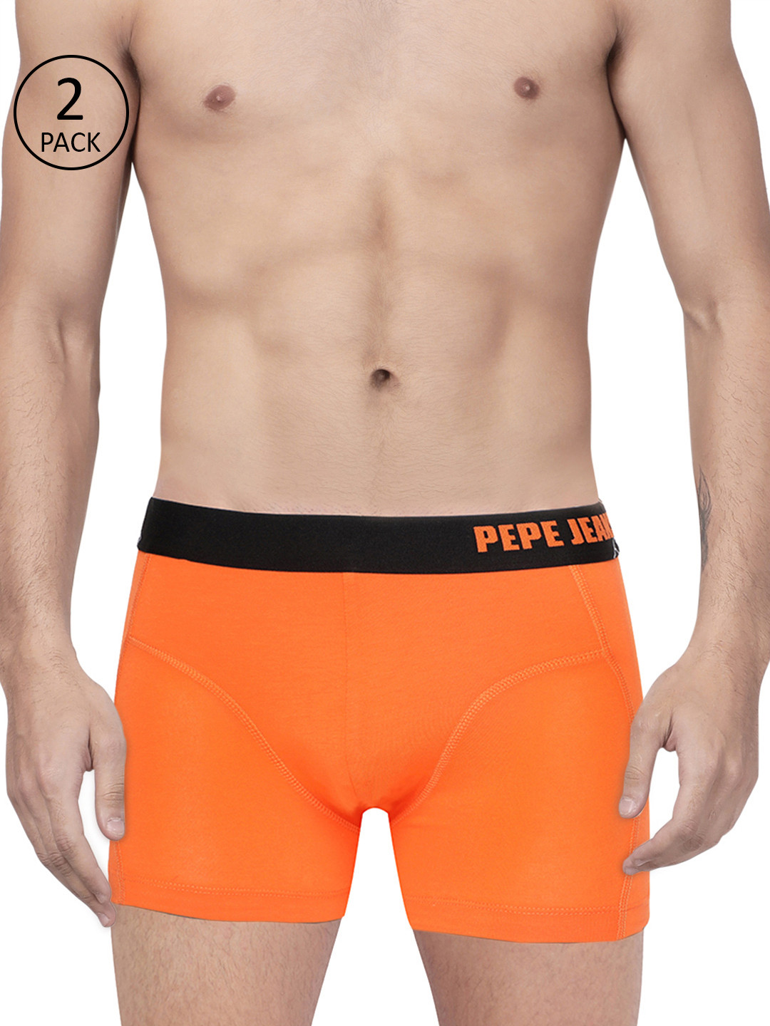 Pepe Jeans Men Pack of 2 Orange Solid Trunks 8937045-2