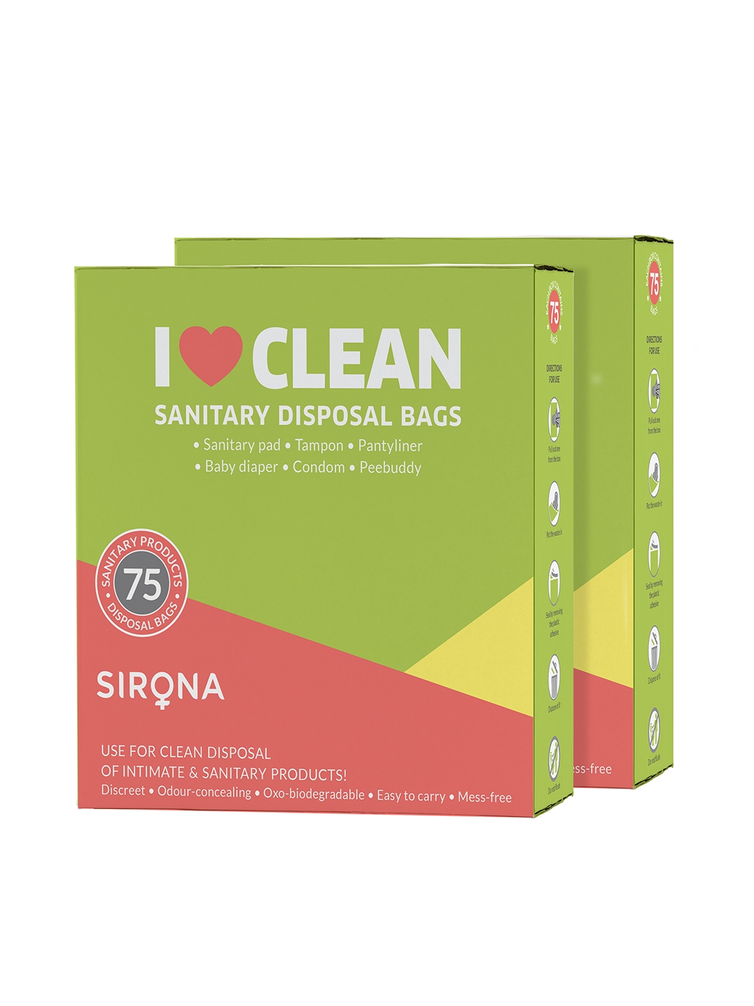 Sirona Pack of 2 Sanitary and Diaper Disposal Bags 150 Bags 75 Bags Each