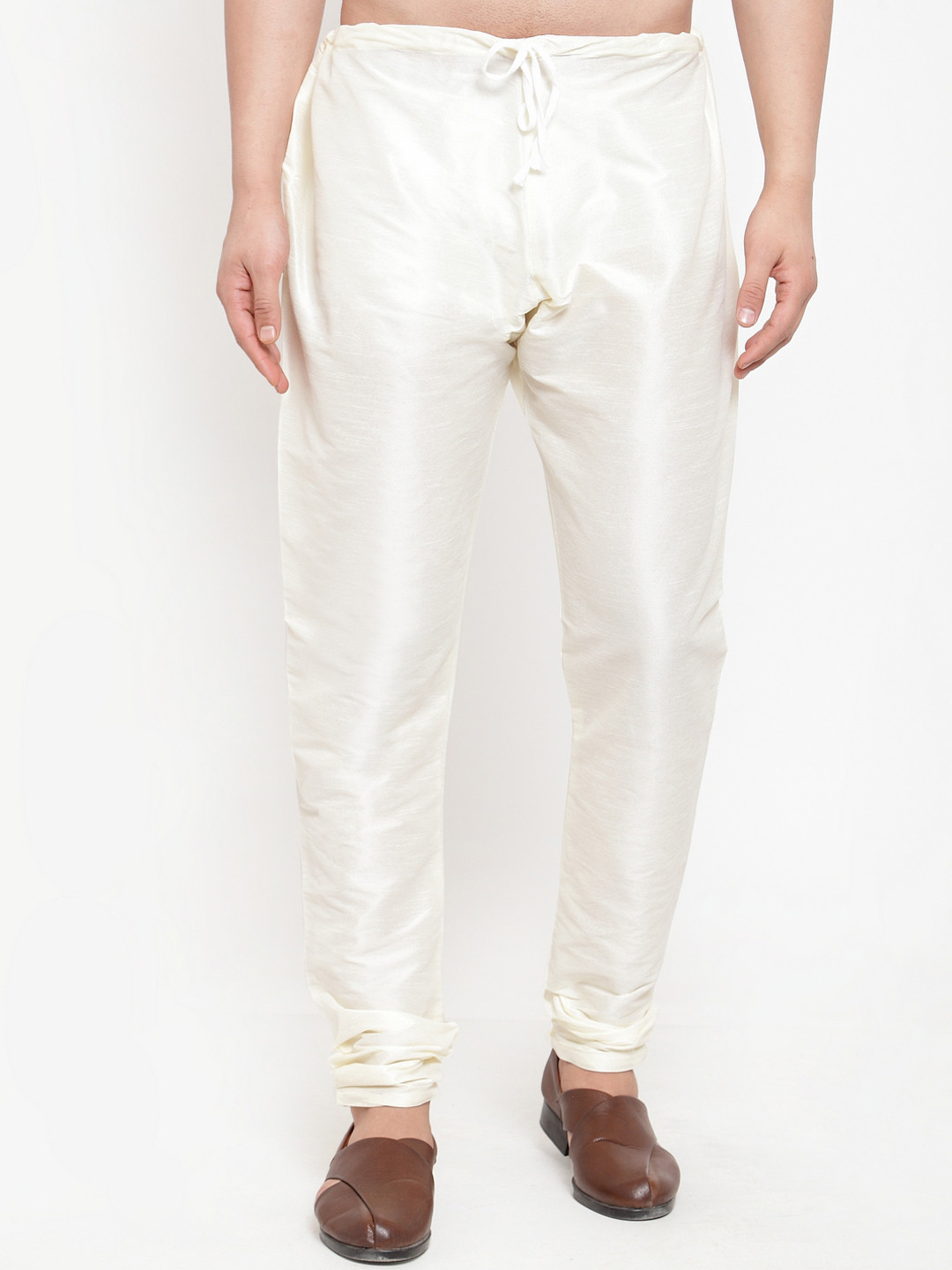 Jompers Men Off-White Solid Churidar
