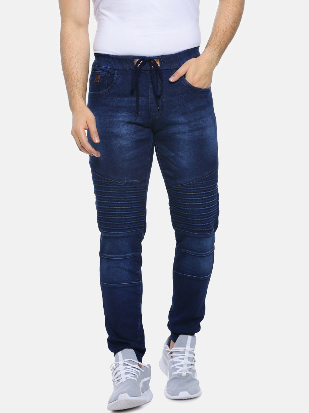 Campus Sutra Men Blue Jogger Mid-Rise Dark Jeans