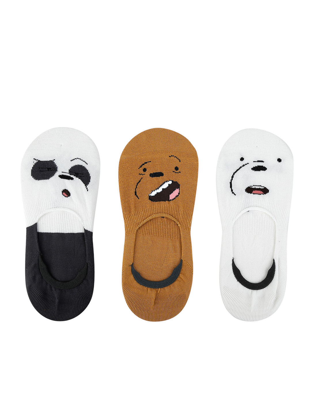 Cartoon Network We Bare Bears Women Pack Of 3 Patterned Cotton Shoe Liners