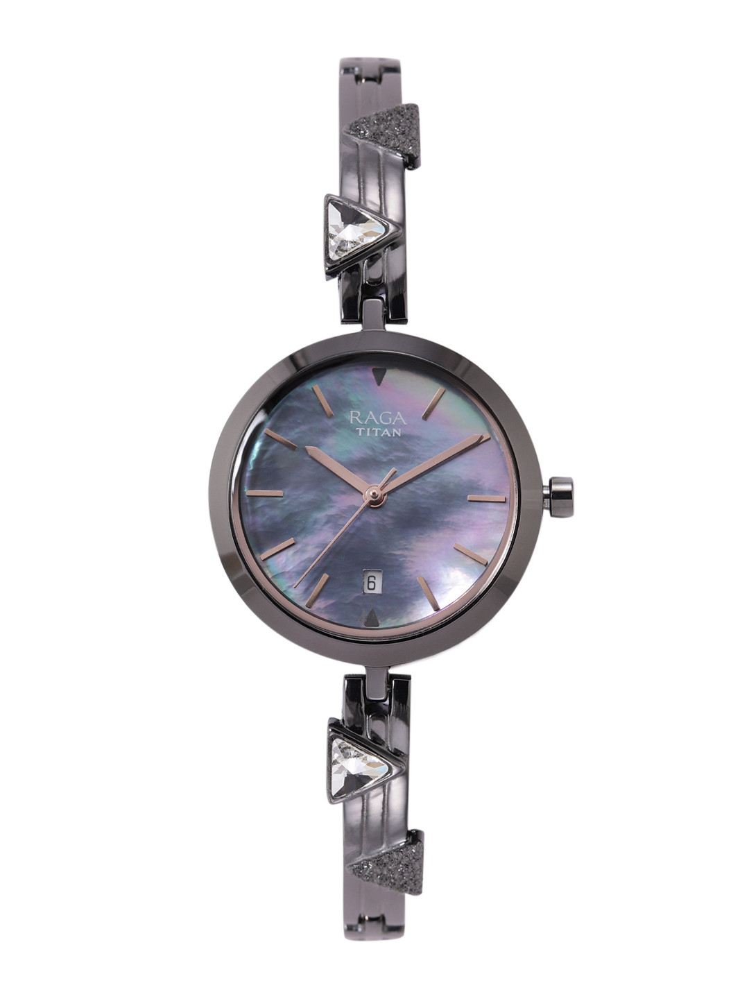 Titan Women Mother of Pearl Dial & Embellished Straps Analogue Watch NM2606QM01