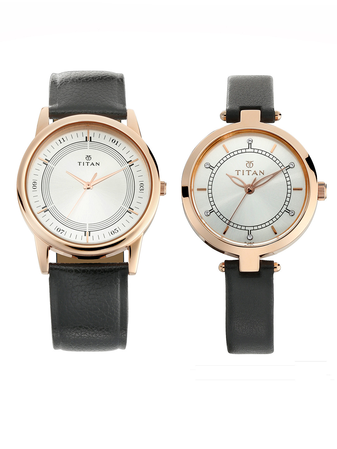 Titan Unisex Pack of Two Silver-Toned  Analogue Watch Gift Set