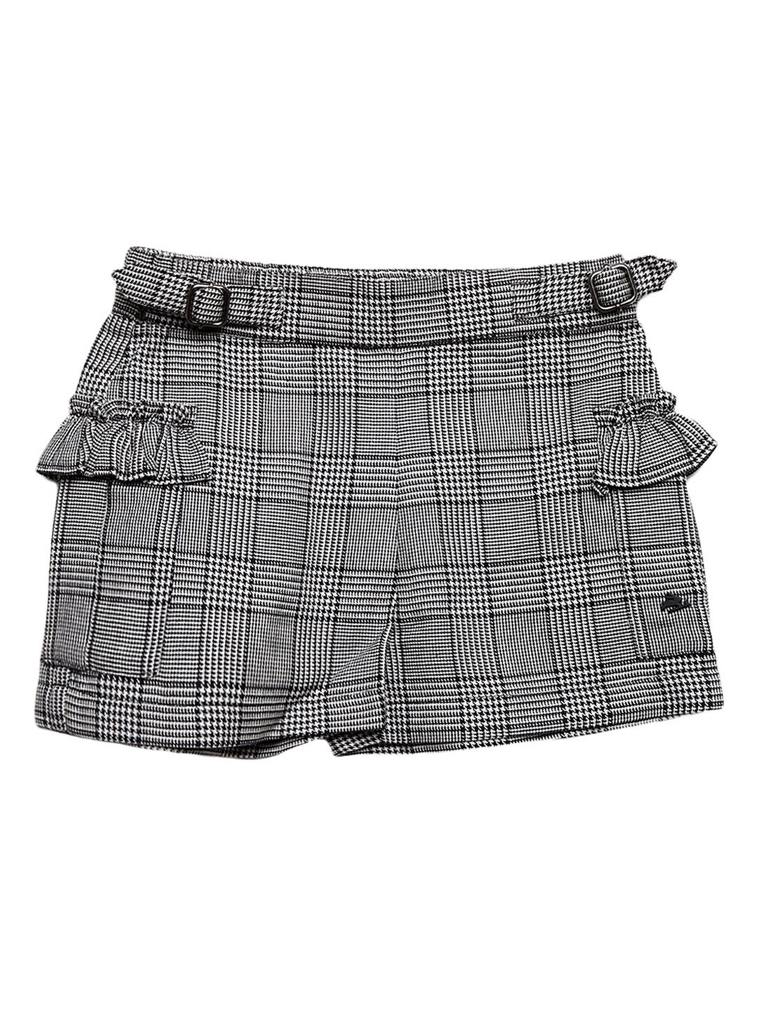 Cherry Crumble Girls Grey Checked Regular Fit Hot Pants