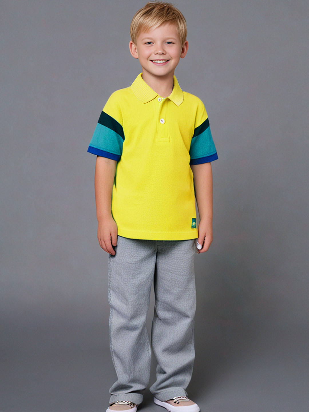 Cherry Crumble Boys Multicolor Cut & Sew Sunny Colorblock Polo T-shirt